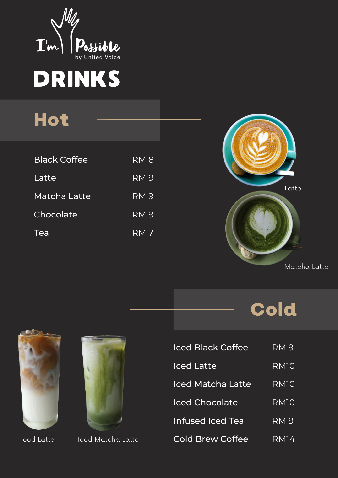 Black Minimalist Coffee Menu